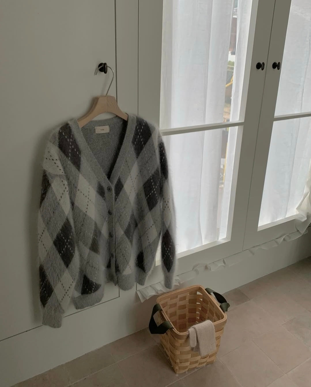 Angora Argyle Cardigan