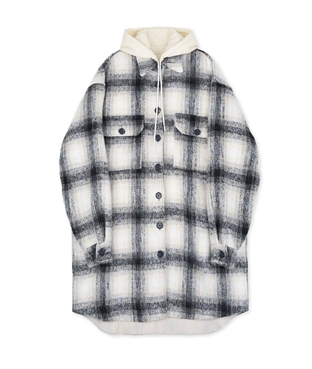 Checker Long Shacket with Light Padded Inner