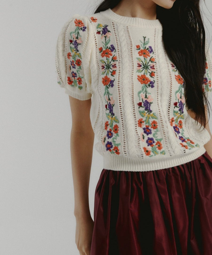 Embroidery Puff Knit