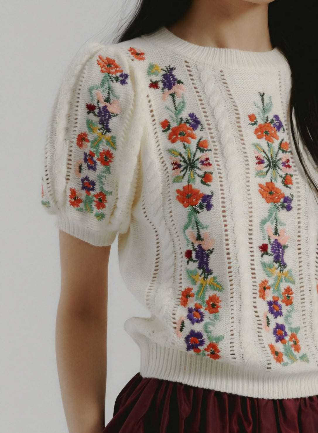 Embroidery Puff Knit