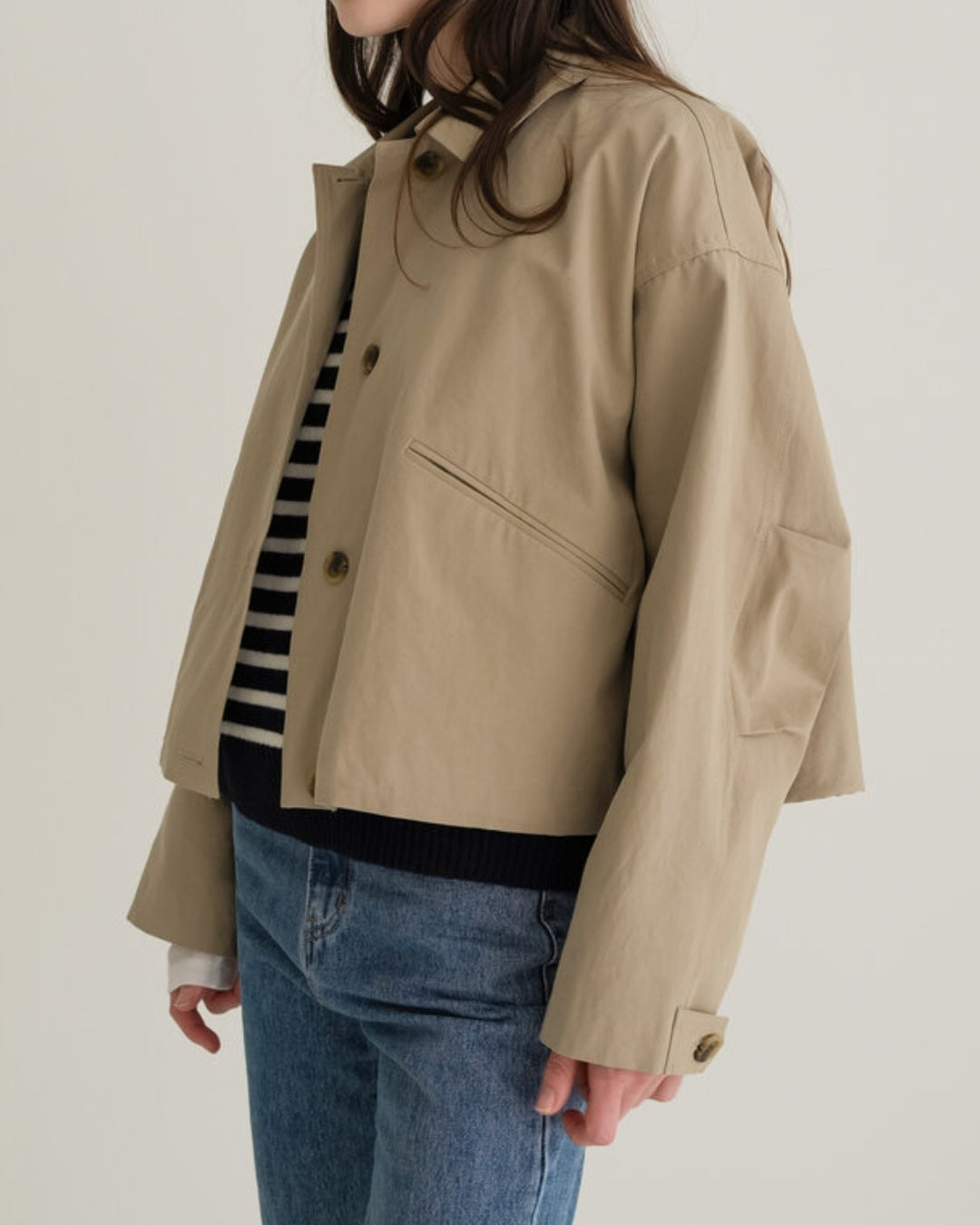 Short 100% Cotton Trench Jacket