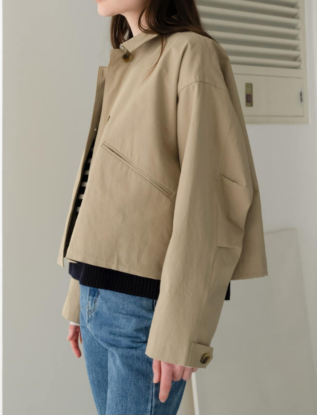 Short 100% Cotton Trench Jacket