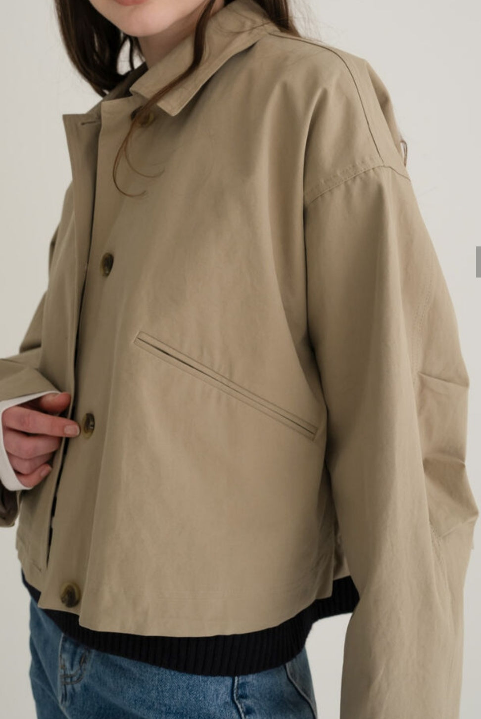 Short 100% Cotton Trench Jacket