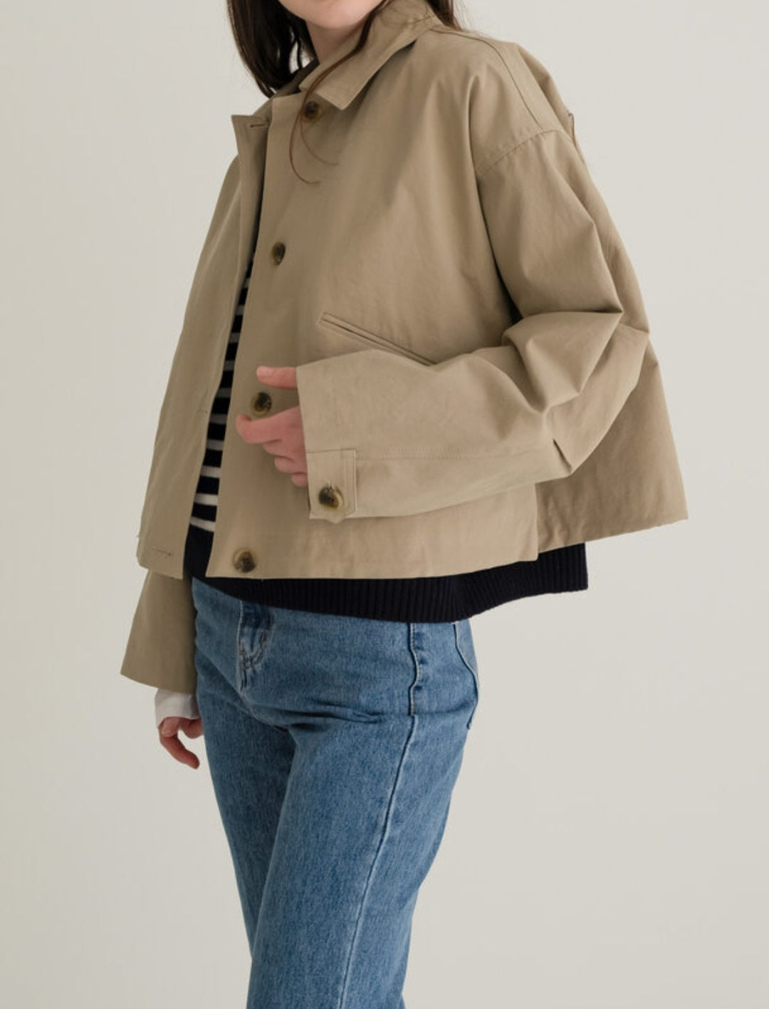 Short 100% Cotton Trench Jacket