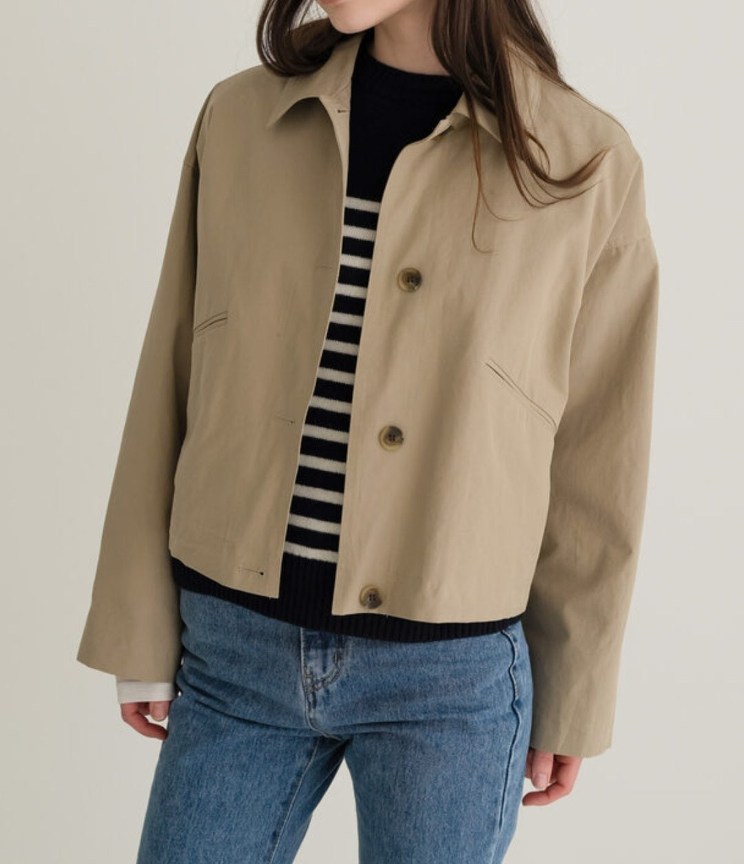 Short 100% Cotton Trench Jacket