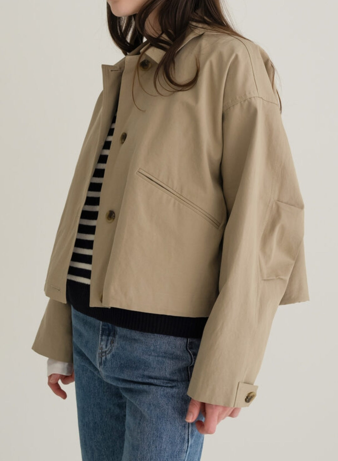 Short 100% Cotton Trench Jacket