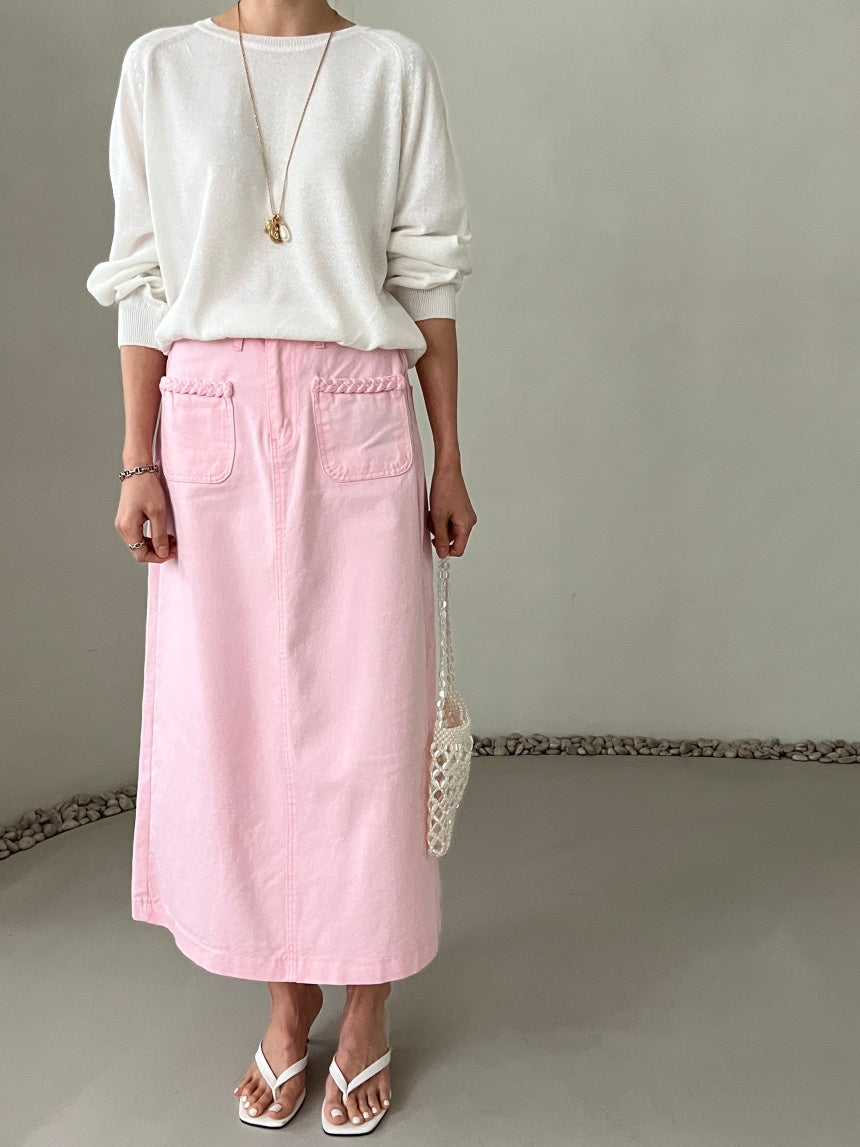 Rosewater Long Cotton Skirt