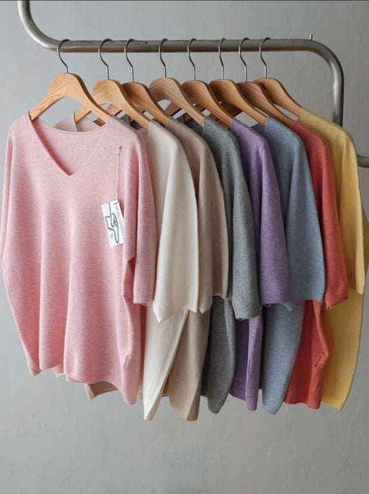 V-neck Short sleeve Knit Top